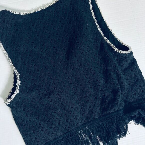 Miss Me Black Beaded Fringe Boho Festival Vibes Cropped Waistcoat Vest - Picture 8 of 8